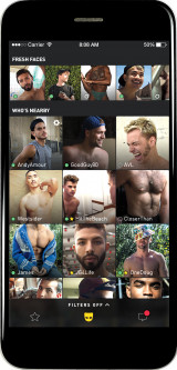 A screenshot of gay dating app Grindr