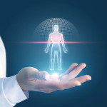 illustration hologram figure in doctors hand