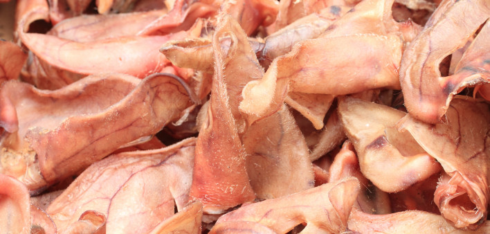 a pile of dried pigs ears