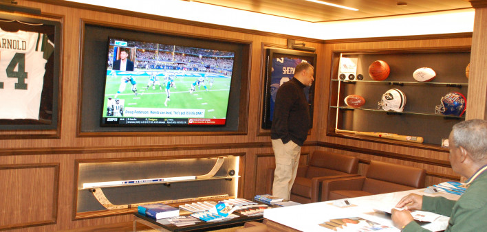 Two patients waiting to be seen inside the man cave.