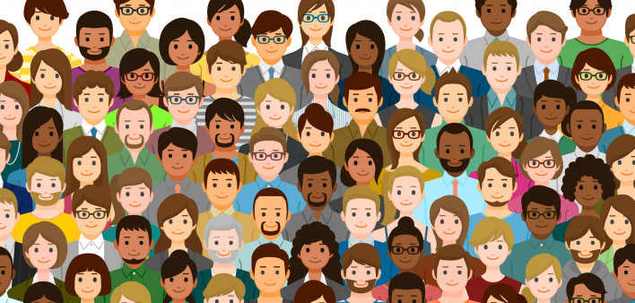 illustration of multi-ethnic group of peple