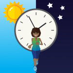 illustration jogging clock day and night