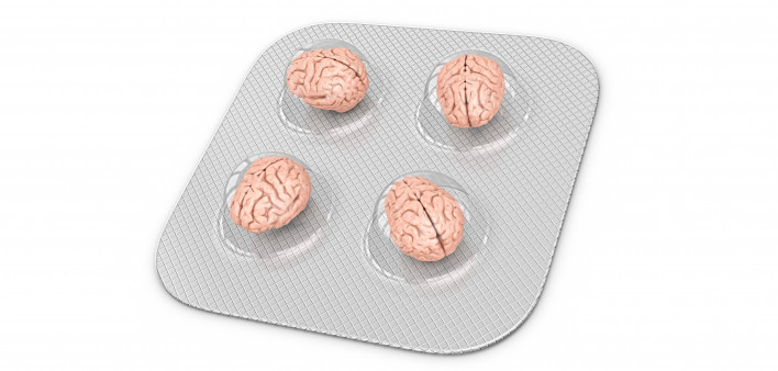 illustration of brains as pills in blister pack