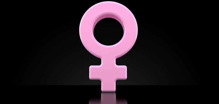 pink female symbol on black background