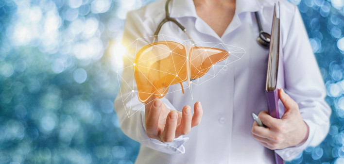 Doctor and liver illustration