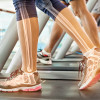 woman on treadmil with illustration of her bones