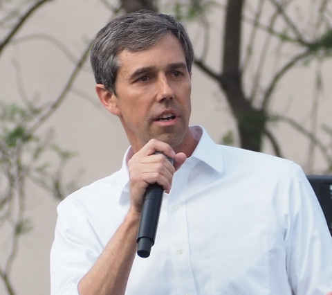 Democratic presidential candidate Beto O'Rourke at a campaign rally in April 2019 at Los Angeles Trade Tech College