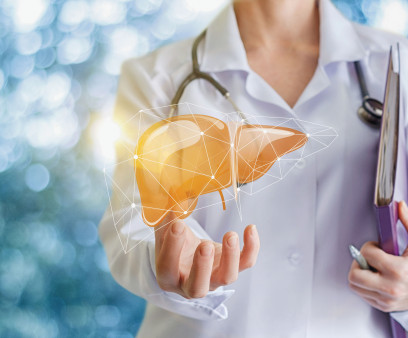 Doctor and liver illustration