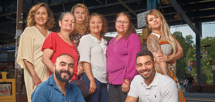Voces Latinas clients and staff—from left, back row: Nathaly Rubio-Torio and Sasha Franco; middle: Elia Rivera, Veronica Dominguez, Marisol Ramirez and Gloria Maldonado; front: Alexander Rodriguez and Ariel Diaz
