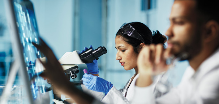 researchers working in the lab