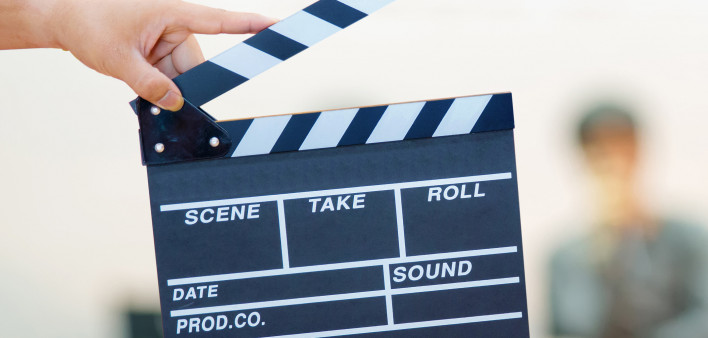 clapper with tv camera video camera