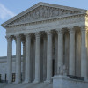 Flags fly at half-staff at the United States Supreme Court