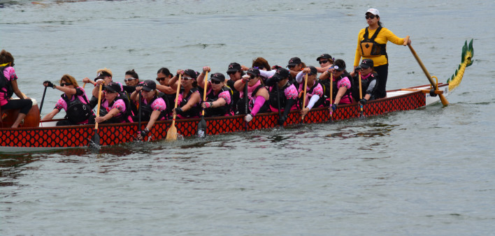 September 2019, the Los Angeles Pink Dragons racing in the San Diego International Dragon Boat Race