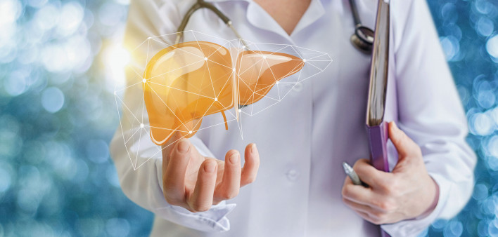 Doctor and liver illustration