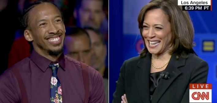 Thomas Davis asks Kamala Harris what she would do to address HIV/AIDS, which disproportionately affects people of color.