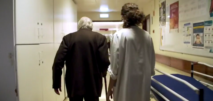 Medical resident Inês Pintassilgo, right, with the Lisbon Patient in Portugal