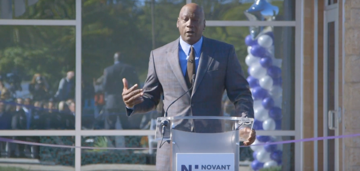 Michael Jordan at grand opening of one of the Novant Health Michael Jordan Family Medical Clinics.
