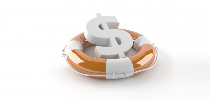 a US dollar symbol in a life preserver