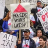 Housing Works employees protest in New York City.