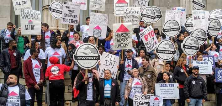 Housing Works employees protest in New York City.
