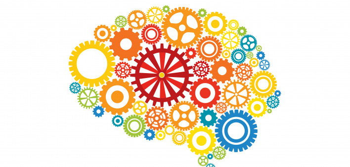 illustration of cogs shaped into brain