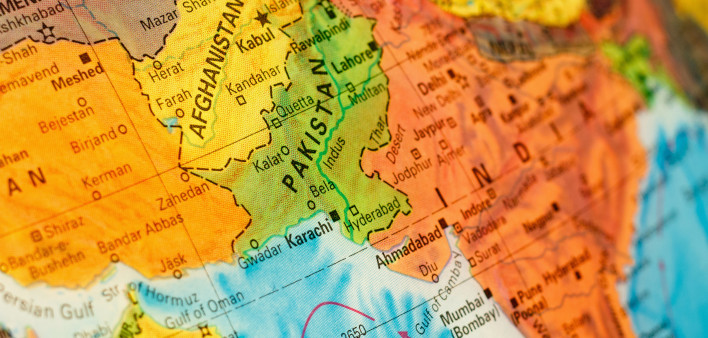 Map of Pakistan and Afghanistan close-up