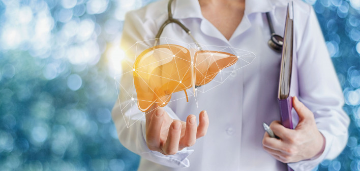 Doctor and liver illustration