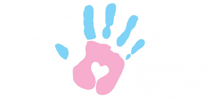 hand with heart in trans colors