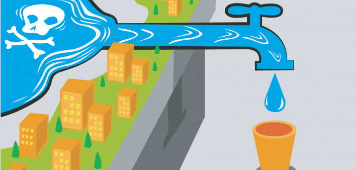 illustration toxic water into glass