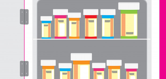illustration pill bottles medicine chest