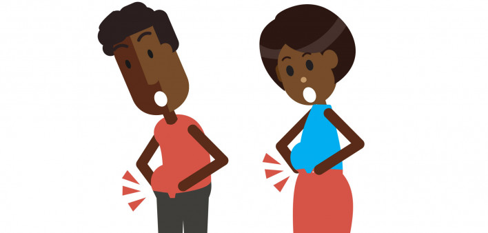 illustration man woman bellies scale