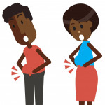 illustration man woman bellies scale