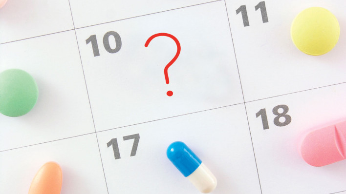 calender with pills and question mark