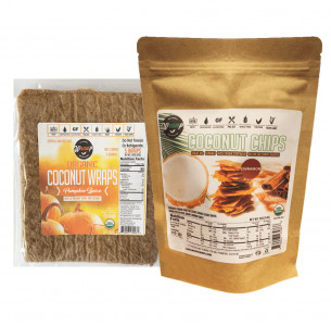 Wrawp Cinnamon Coconut Chips and Wrawp Pumpkin Spice Coconut Wraps