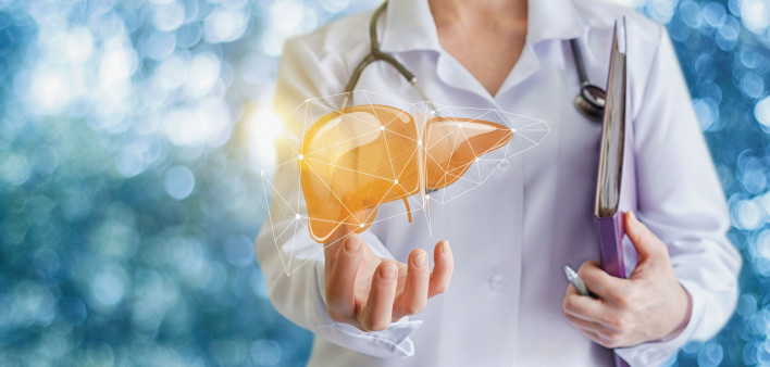Doctor and liver illustration