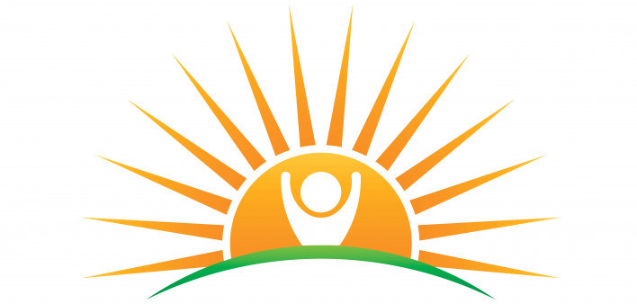 illustration of sunrise with white figure