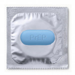 PrEP Pill and condom in silver wrapper