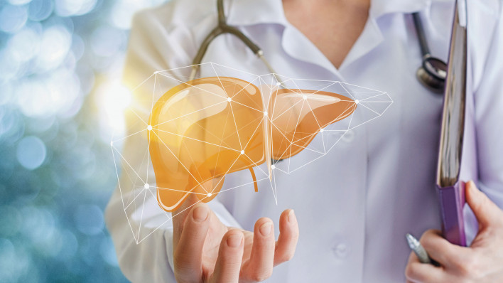 Doctor and liver illustration