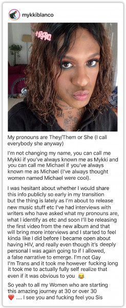 Instagram post by Mykki Blanco