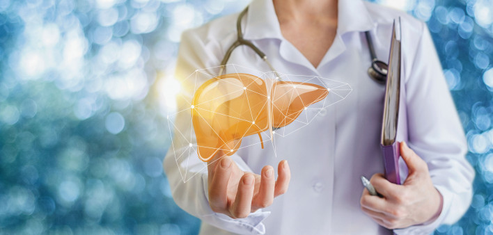 Doctor and liver illustration