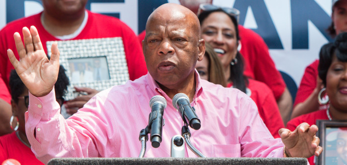 Congressman John Lewis from Georgia speaks at a Moms Demand Action anti-gun, anti-NRA rally in Woodruff Park, on April 29, 2017 in Atlanta, GA.
