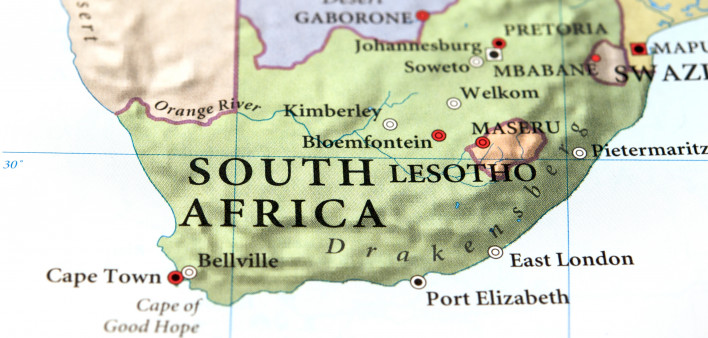 South Africa on map