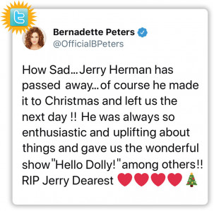 Bernadette Peters twitter post jerry Herman