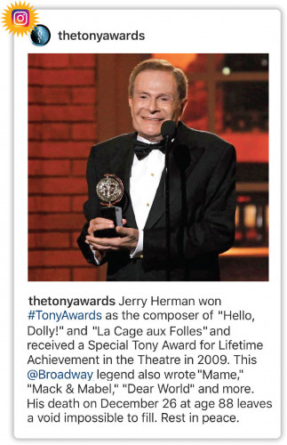 the tony awards instagram jerry herman post