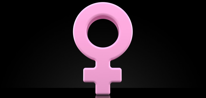 pink female symbol on black background