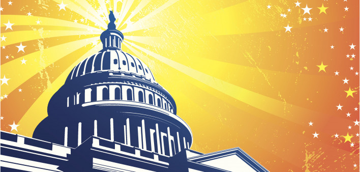 Captiol building with fire works