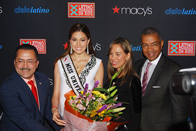 Guillermo Chacon, President of the Latino Commission on AIDS; Gabriela Isler, Miss Universe 2013 and Madrina of the Commission; Dineen Garcia, Vice President of Diversity Strategies at Macy’s; and Bill Hawthorne, Senior Vice President of Diversity Strateg