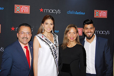 Guillermo Chacon, President of the Latino Commission on AIDS; Gabriela Isler, Miss Universe 2013 and Madrina of the Commission; Dineen Garcia, Vice President of Diversity Strategies at Macy’s; and Richard Gonzales, Chair of the Benefit Committee of Cielo
