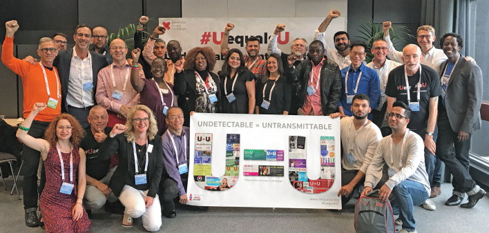 Prevention Access Campaign U=U advocates in 2017 at the International AIDS Society Conference in Paris