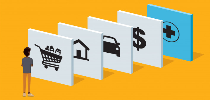 illustration man looking at signs costs of living